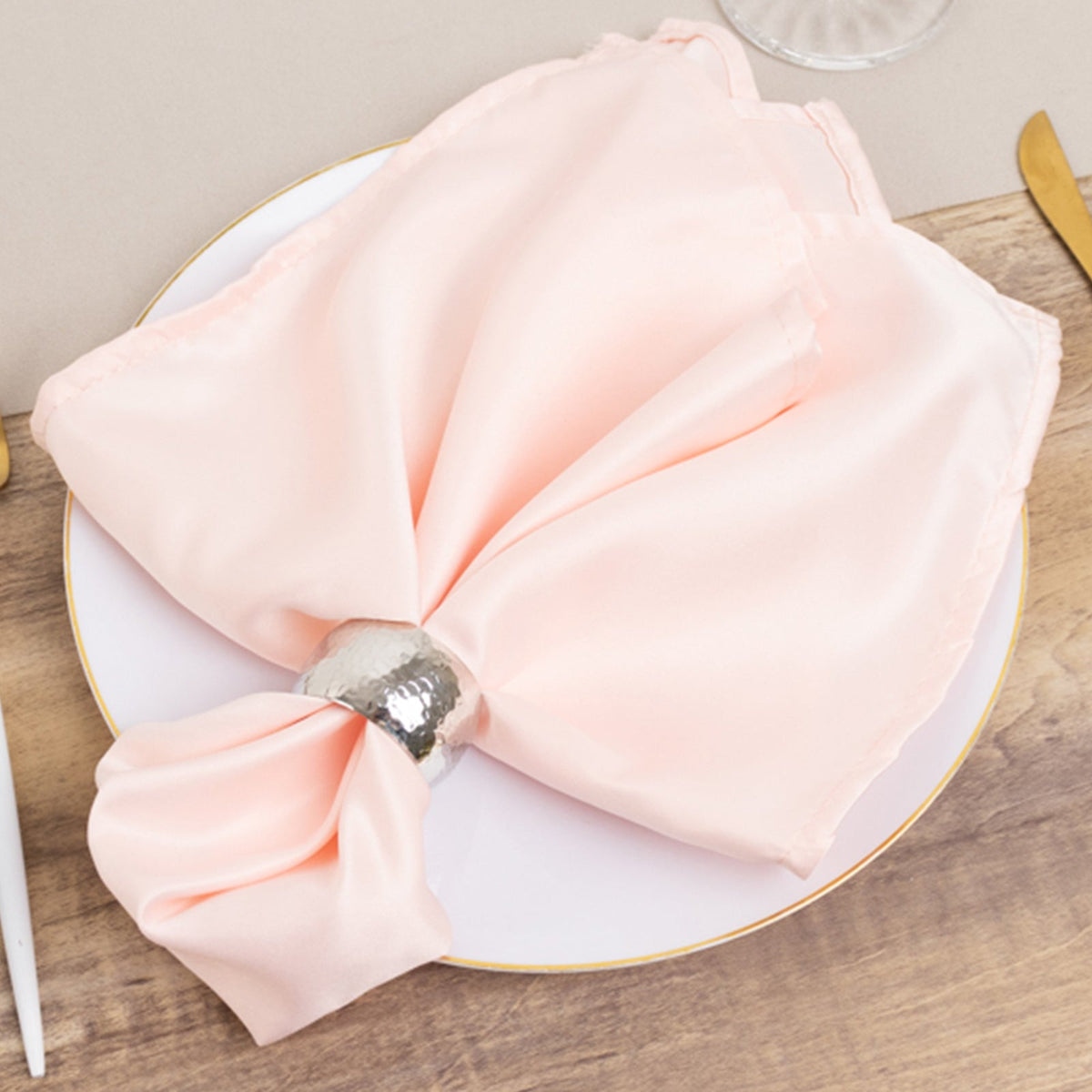 5 Pack Lamour Satin 20"x20" Napkins Blush - Soft Matte Finish Dinner Napkins