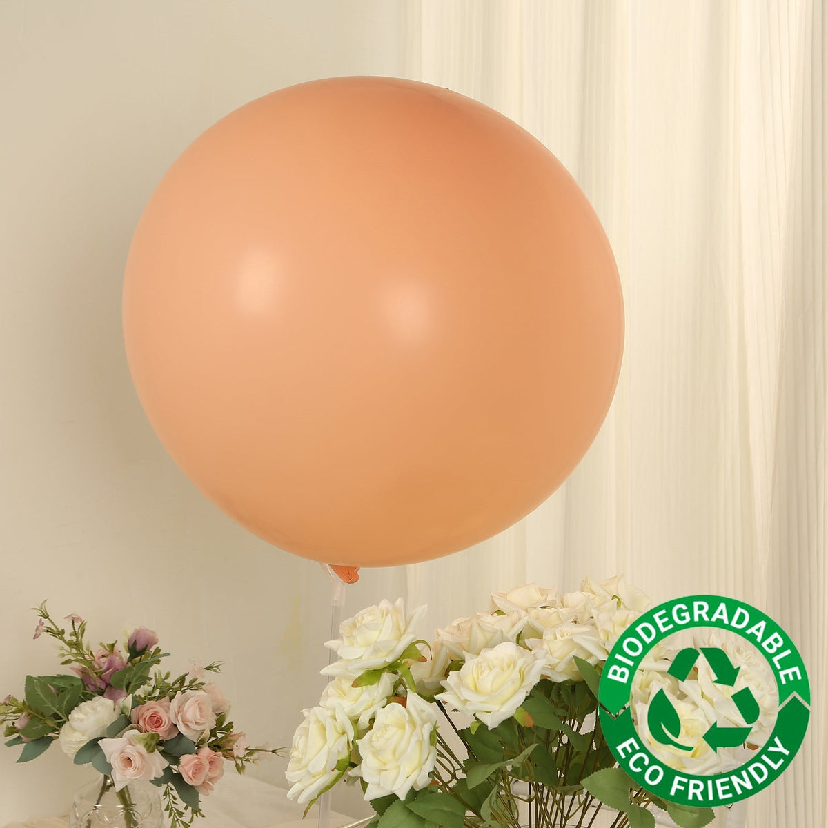 5 Pack Large Matte Pastel Blush Biodegradable Balloons, 36" Round Eco-friendly Thickened Latex Party Balloons