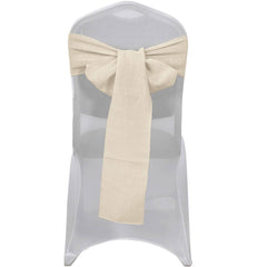 5 Pack Linen Chair Sashes 6"x108" Slubby Textured Beige - Durable Wrinkle-Resistant Decor
