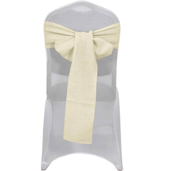 5 Pack Linen Chair Sashes 6"x108" Slubby Textured Ivory - Durable Wrinkle-Resistant Decor