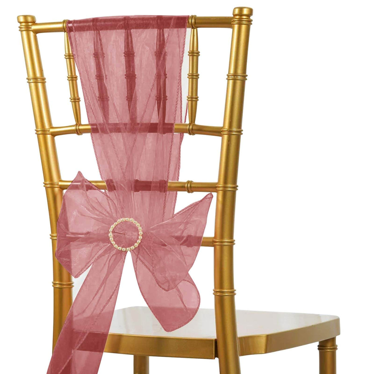 5 Pack Organza Chair Sashes Burgundy - Reusable Sheer Chair Bows 6"x108"