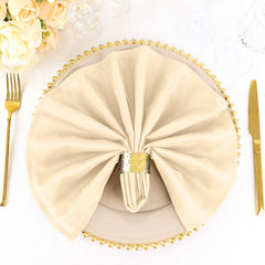 5 Pack Polyester 20"x20" Napkins Beige - Wrinkle Resistant & Easy Care Cloth Napkins