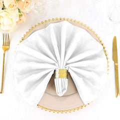 5 Pack Polyester 20"x20" Napkins White - Wrinkle Resistant & Easy Care Cloth Napkins for Special Occasions