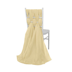 5 Pack Premium Chiffon Chair Sashes Champagne - Soft & Lightweight Designer Chair Bows 22"x78"