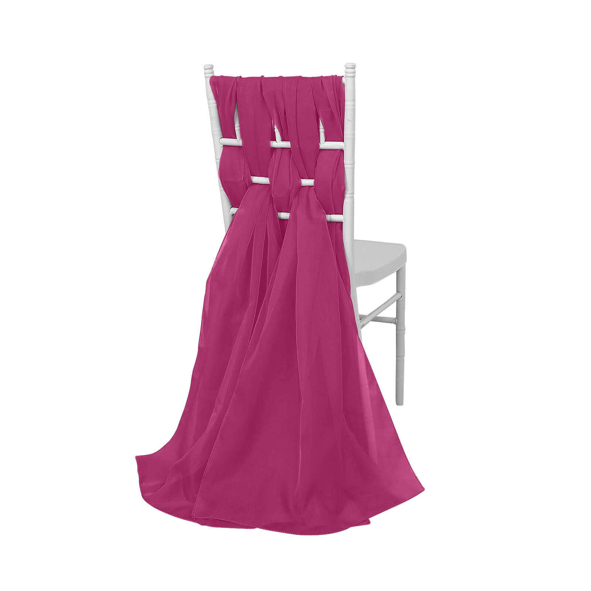 5 Pack Premium Chiffon Chair Sashes Fuchsia - Soft & Lightweight Designer Chair Bows 22"x78"