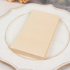 50-Pack Paper Napkins Soft Beige - Disposable 2-Ply Cocktail and Beverage Napkins for Weddings