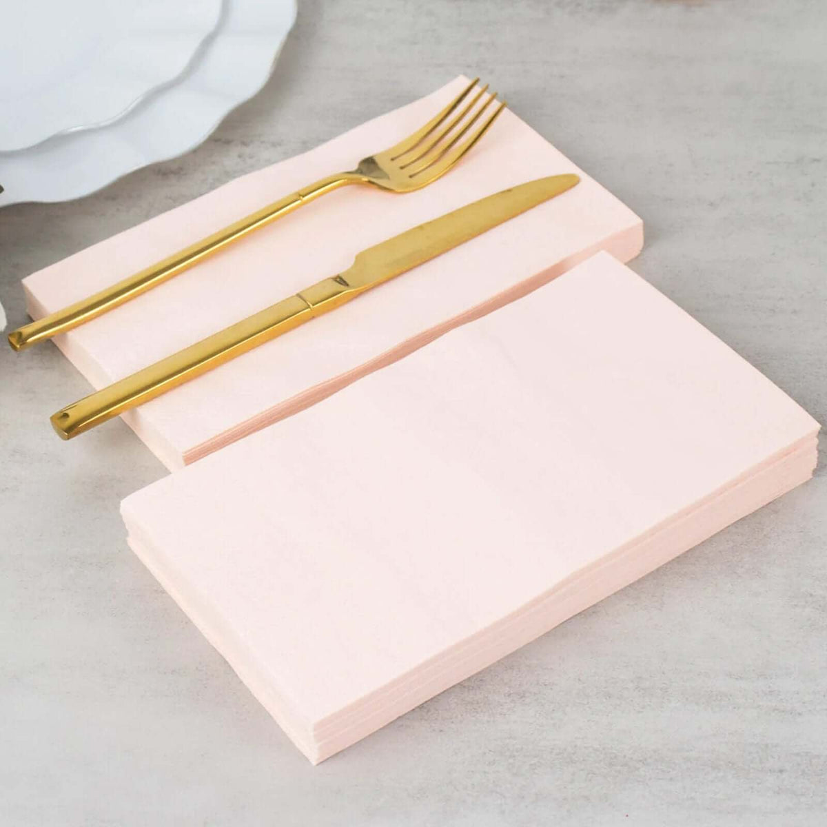 50-Pack Paper Napkins Soft Blush - Disposable 2-Ply Cocktail and Beverage Napkins for Weddings