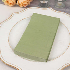 50-Pack Paper Napkins Soft Sage Green - Disposable 2-Ply Cocktail and Beverage Napkins for Weddings