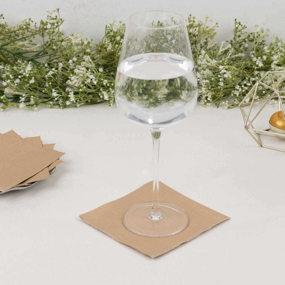 50-Pack Paper Beverage Napkins Natural - 2 Ply Disposable Soft 18GSM Cocktail Napkins 5"x5"