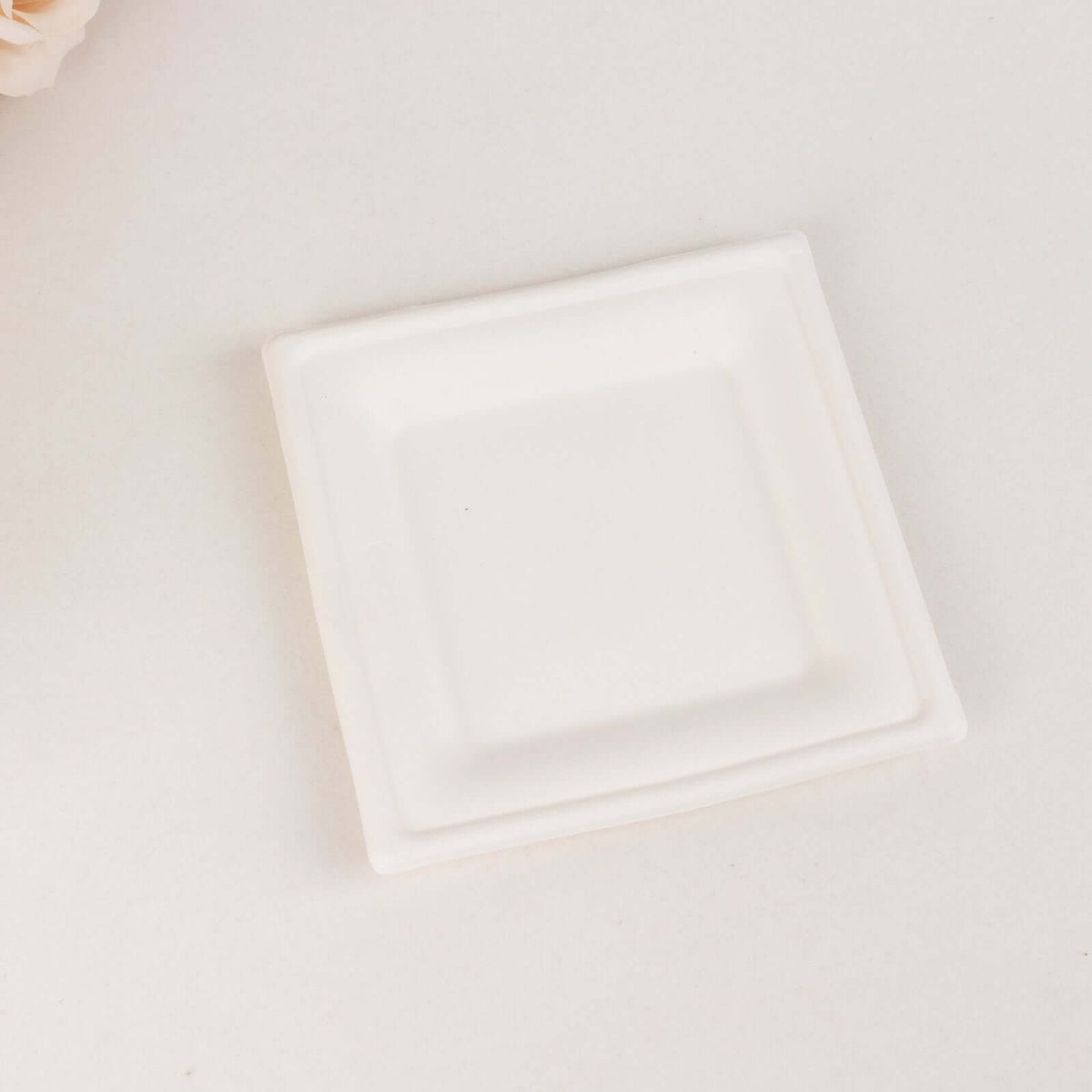 50-Pack Bagasse 6" Square Dessert Plates in White - Biodegradable Disposable Sugarcane Appetizer Salad Plates for Outdoor Events & Eco Conscious Celebrations
