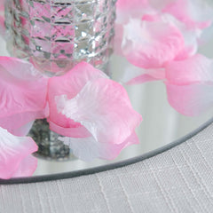 500-Pack Rose Petals Round Design White Pink Silk Confetti - Decorative Scatters for Tables and Floors