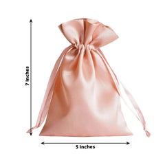 12 Pack 5"x7" Dusty Rose Satin Drawstring Wedding Party Favor Gift Bags
