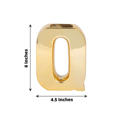 Shiny Ceramic Vase Letter "Q" Gold Plated - Chic Bud Planter Pot for Events & Decor 6"