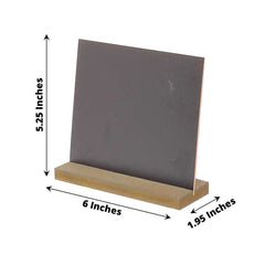 6-Pack Mini Table Chalkboard Signs Rustic Wood Base Stands - Perfect for Weddings and Parties 6"