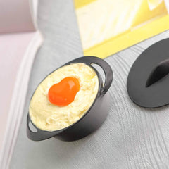 6 Pack 3oz Black Mini Plastic Cooking Pot Bowls, Disposable Mini Dessert & Appetizer Dishes with Lid and Handles