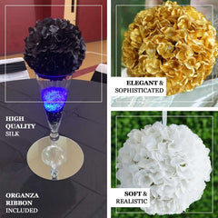 4 Pack 7" Black Artificial Silk Hydrangea Kissing Flower Balls