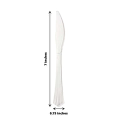 25-Pack Plastic Knives Clear Heavy Duty with Fluted Handles - Durable Disposable Utensils 7"