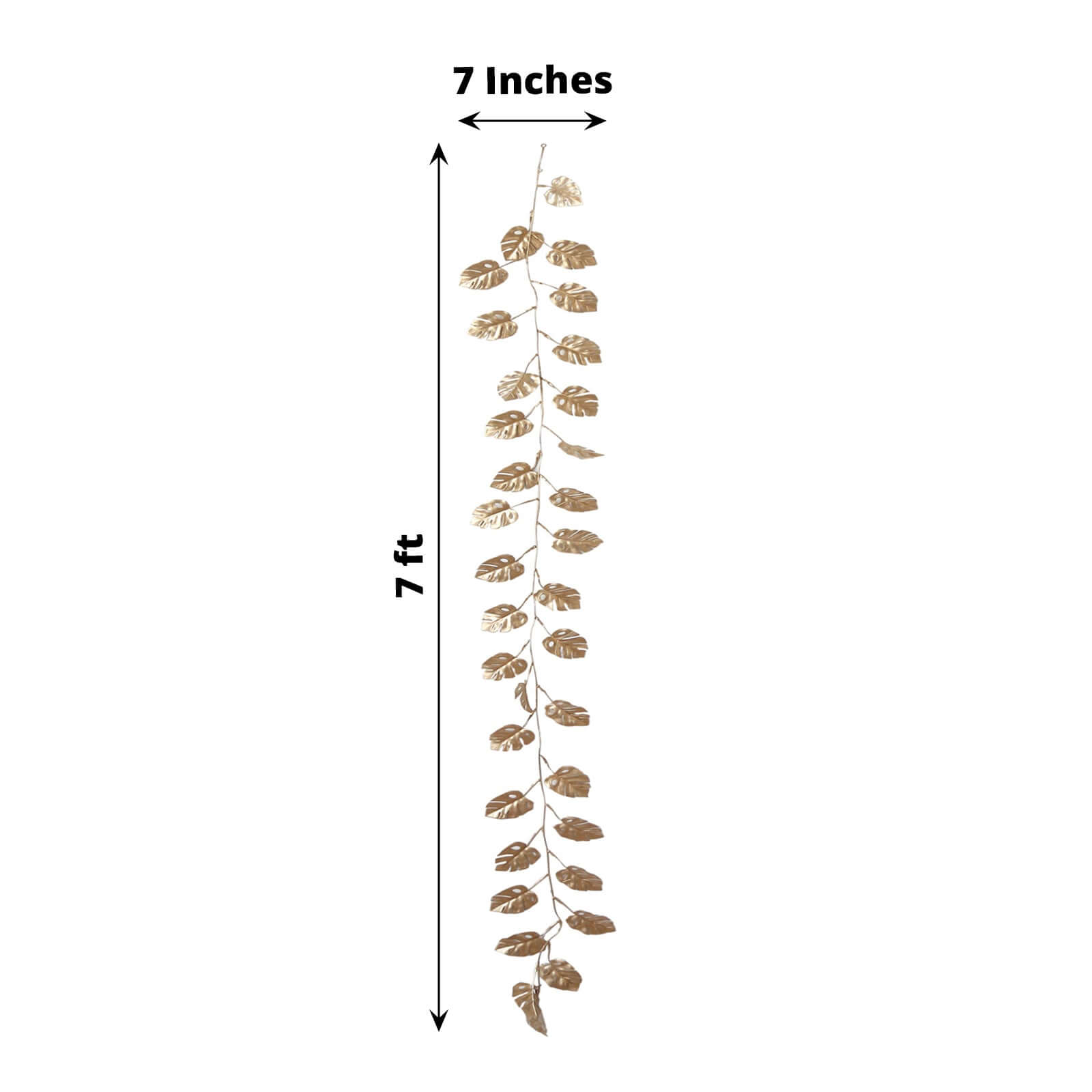 Artificial Monstera Leaf Hanging Vine Metallic Gold - Faux Table Garland for Tropical Outdoor & Boho-Inspired Events 7ft
