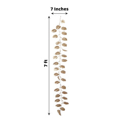 Artificial Monstera Leaf Hanging Vine Metallic Gold - Faux Table Garland for Tropical Outdoor & Boho-Inspired Events 7ft