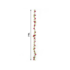 7ft 20 LED Red Silk Rose Flower Garland Vine String Lights, Warm White Battery Operated