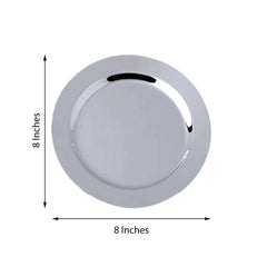 12-Pack Plastic Dessert Plates Glossy Silver with Metallic Finish - Lightweight Disposable Appetizer Plates 8"