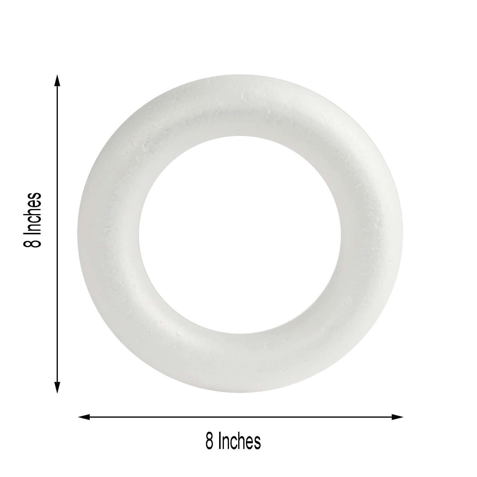 12 Pack 8" White Styrofoam Ring, Foam Circle Hoop For DIY Crafts
