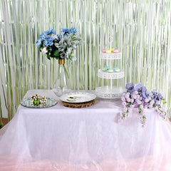 8ft Matte Sage Green Metallic Tinsel Foil Fringe Doorway Curtain Party Backdrop