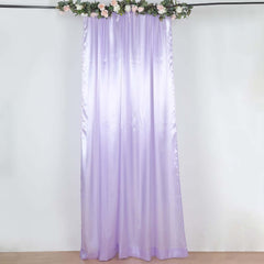 8ftx10ft Lavender Lilac Satin Event Curtain Drapes, Backdrop Event Panel