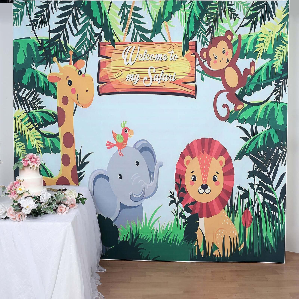 8ftx8ft Jungle Animal "Welcome To My Safari" Vinyl Photo Backdrop