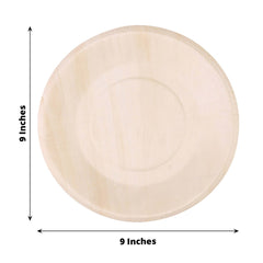 25-Pack Birchwood 9" Round Dinner Plates - Natural Eco Friendly Wooden Disposable Plates for Farmhouse-Style Events, Parties & Gatherings