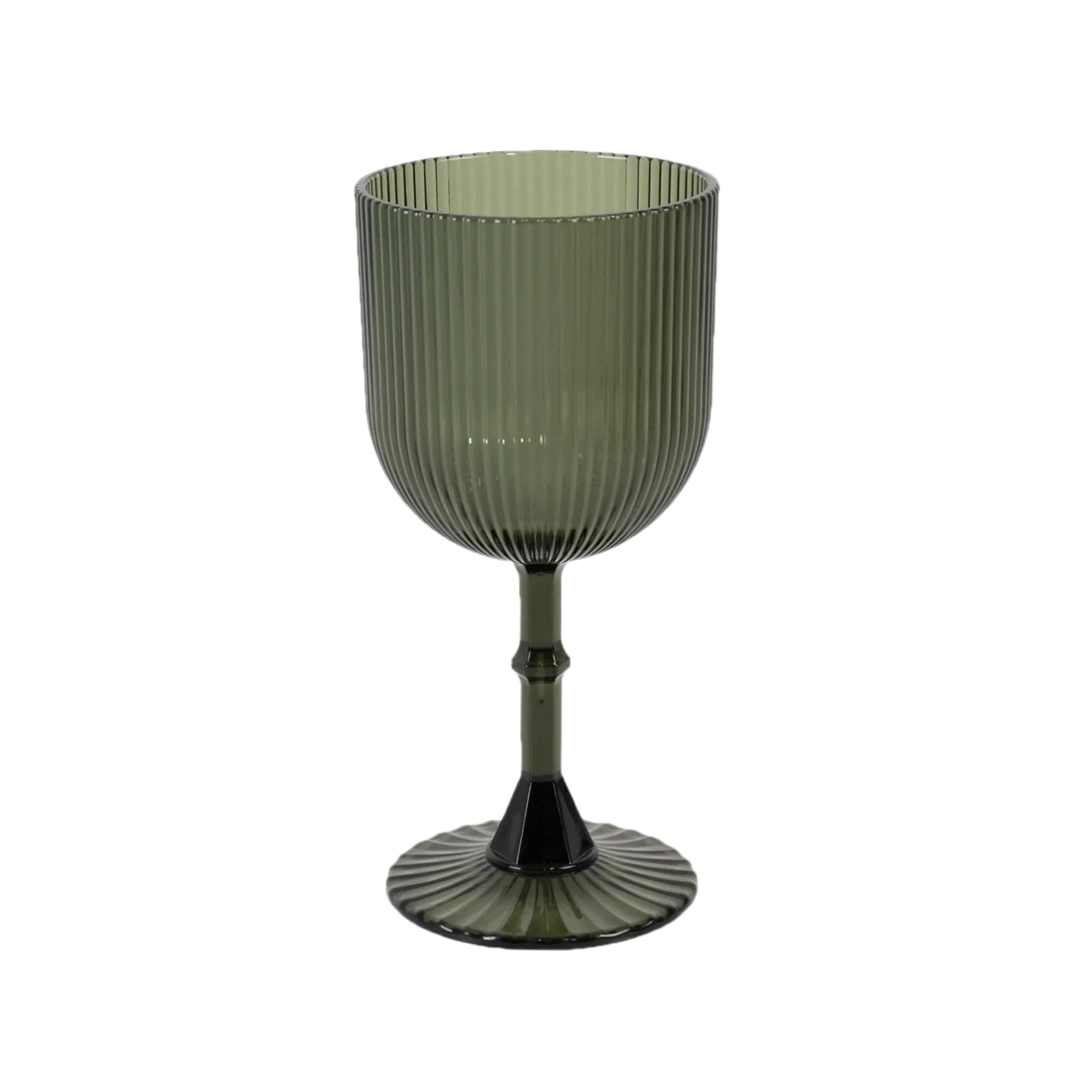 12-Pack Plastic Goblets Hunter Emerald Green Vintage Ribbed Pattern - Reusable Shatterproof Glassware 9oz