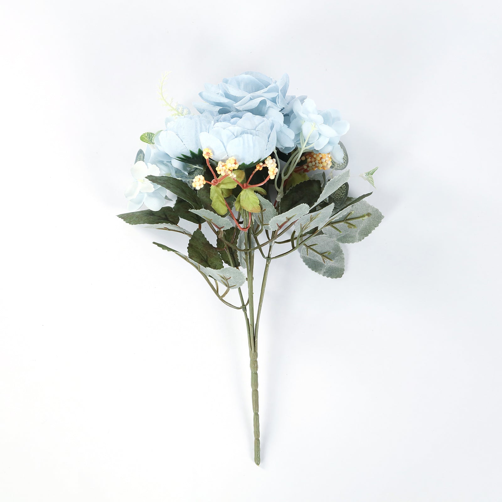 2 Pack Artificial Rose & Peony Floral Arrangements – 12" Light Blue Silk Bouquets for Weddings & Home Décor