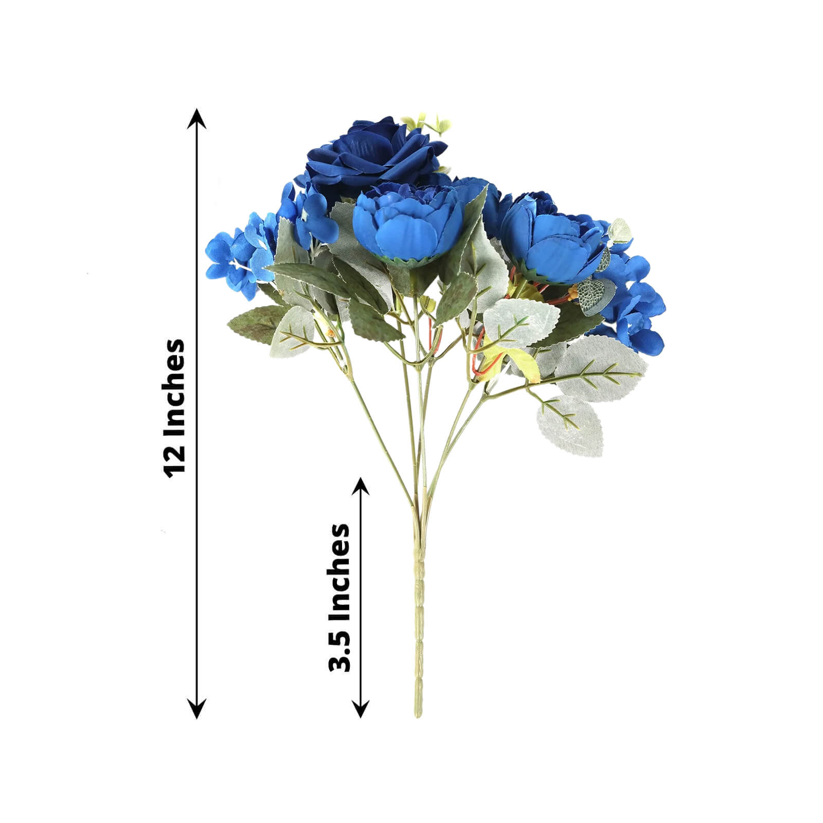 2 Pack Artificial Rose & Peony Floral Arrangements – 12" Navy Blue Silk Bouquets for Weddings & Home Décor