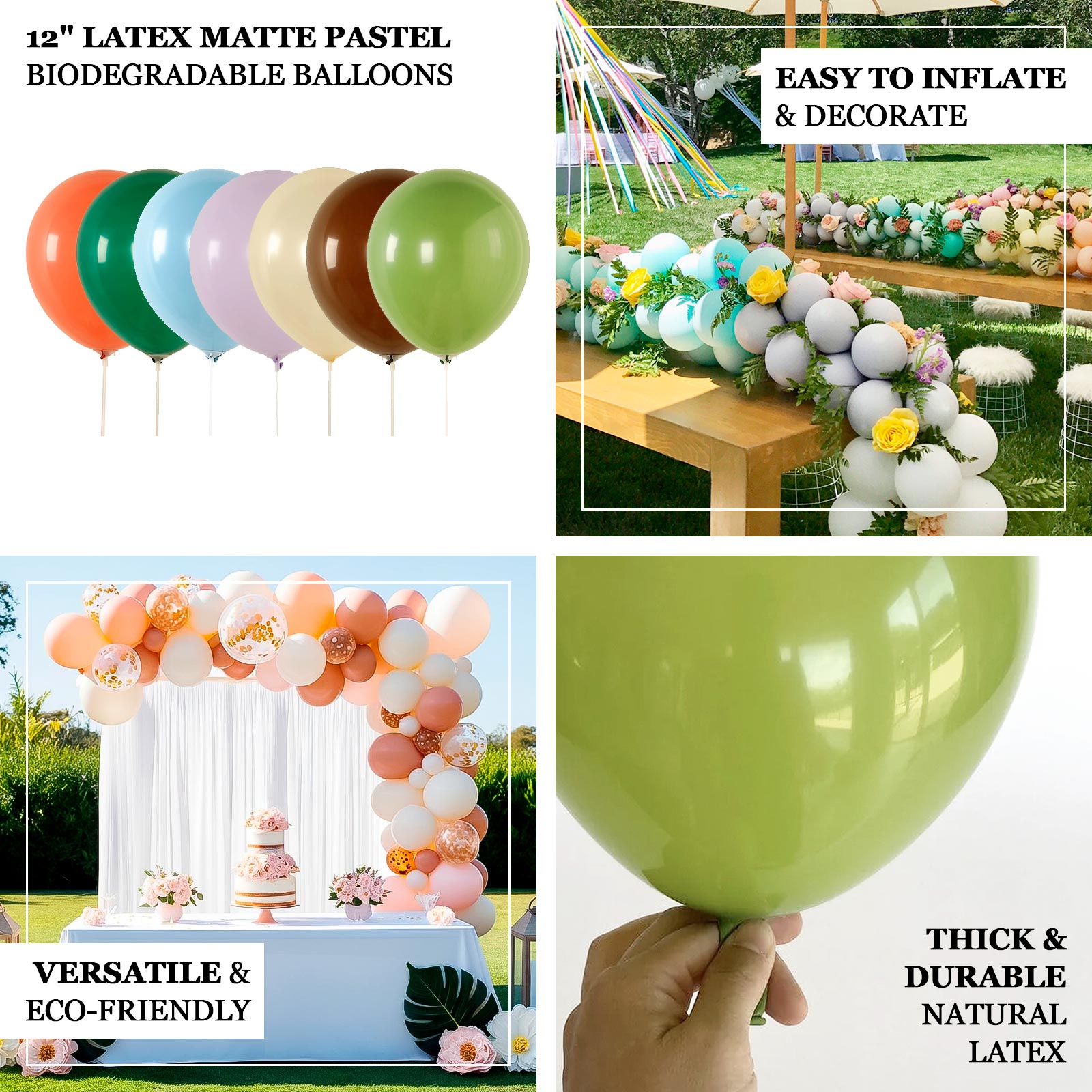 50 Pack Matte Pastel Purple Biodegradable Balloons 12", Round Eco-friendly Thick Latex Party Balloons