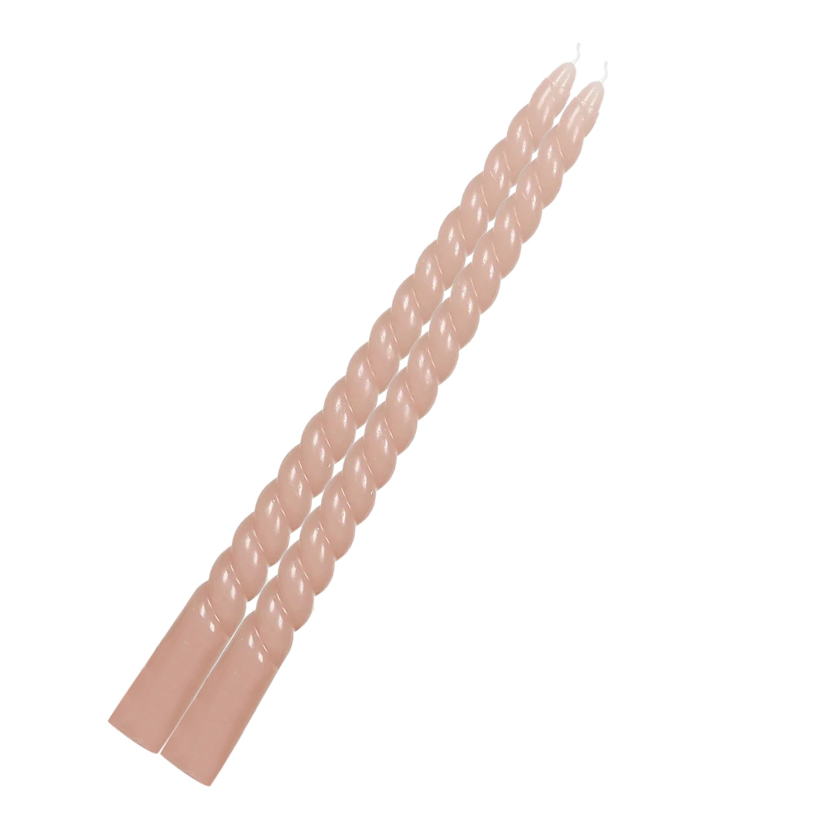 12-Pack Taper Candles Spiral Long Burn Wick Design Dusty Rose - Premium Unscented Wax Dinner Candle Sticks 11"