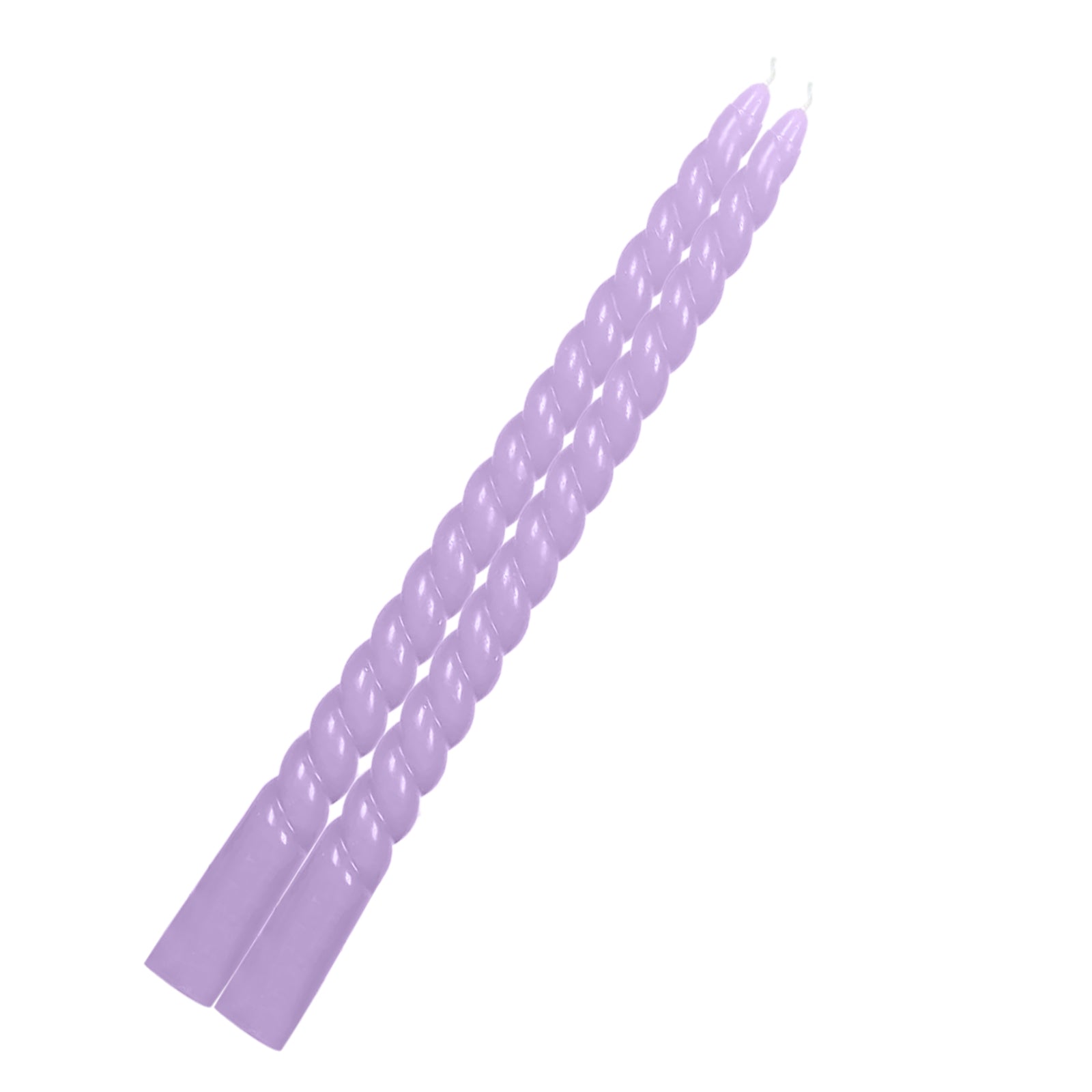 12-Pack Taper Candles Spiral Long Burn Wick Design Lavender Lilac - Premium Unscented Wax Dinner Candle Sticks 11"