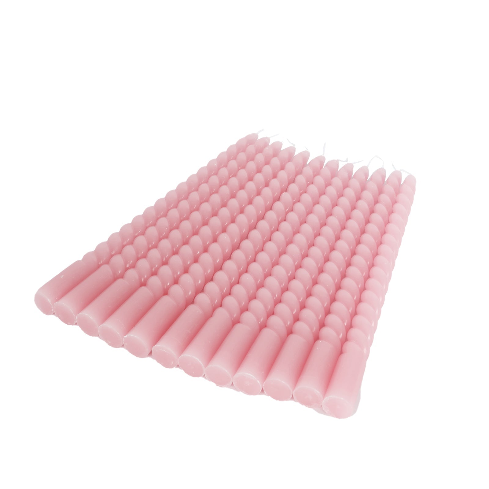 12-Pack Taper Candles Spiral Long Burn Wick Design Pink - Premium Unscented Wax Dinner Candle Sticks 11"