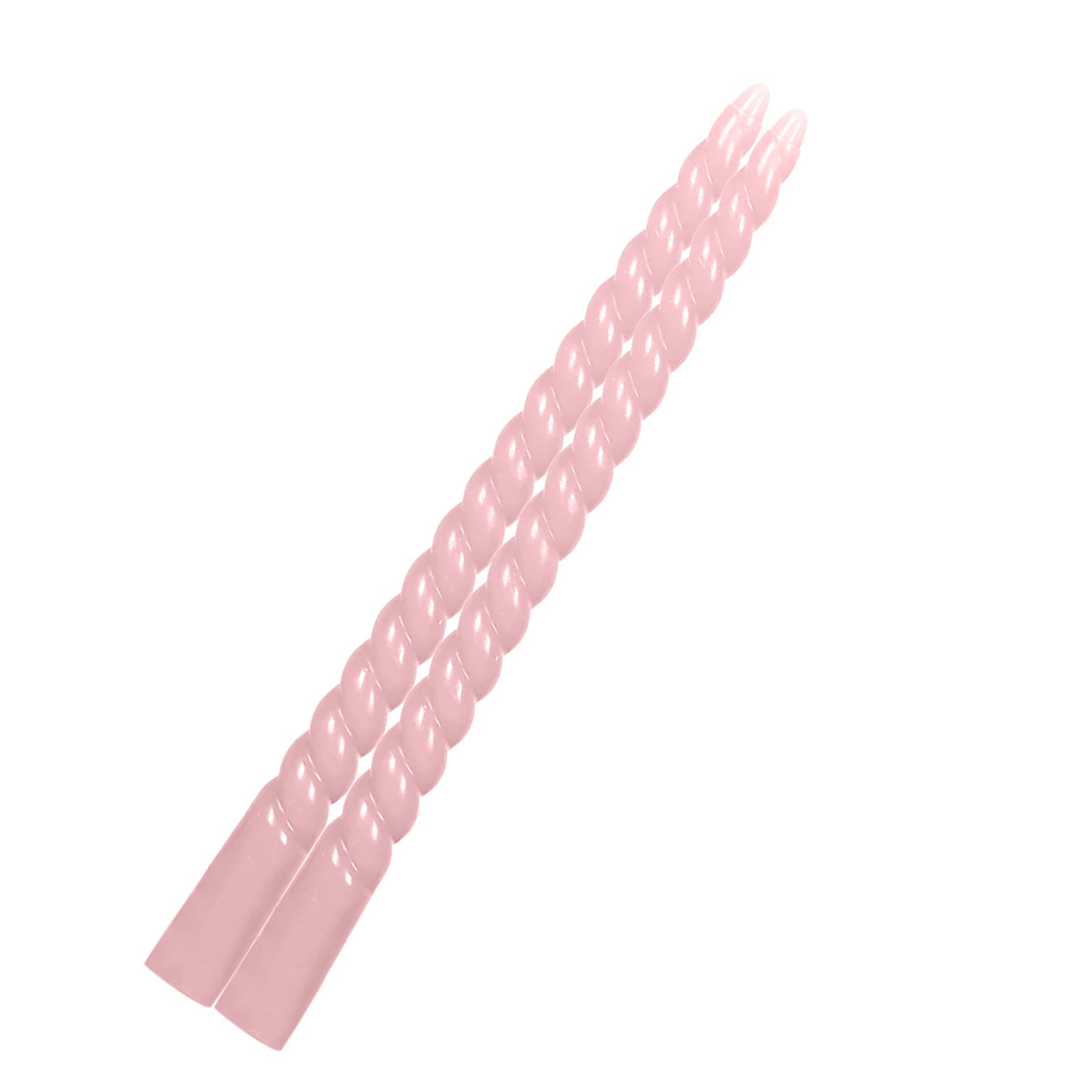 12-Pack Taper Candles Spiral Long Burn Wick Design Pink - Premium Unscented Wax Dinner Candle Sticks 11"