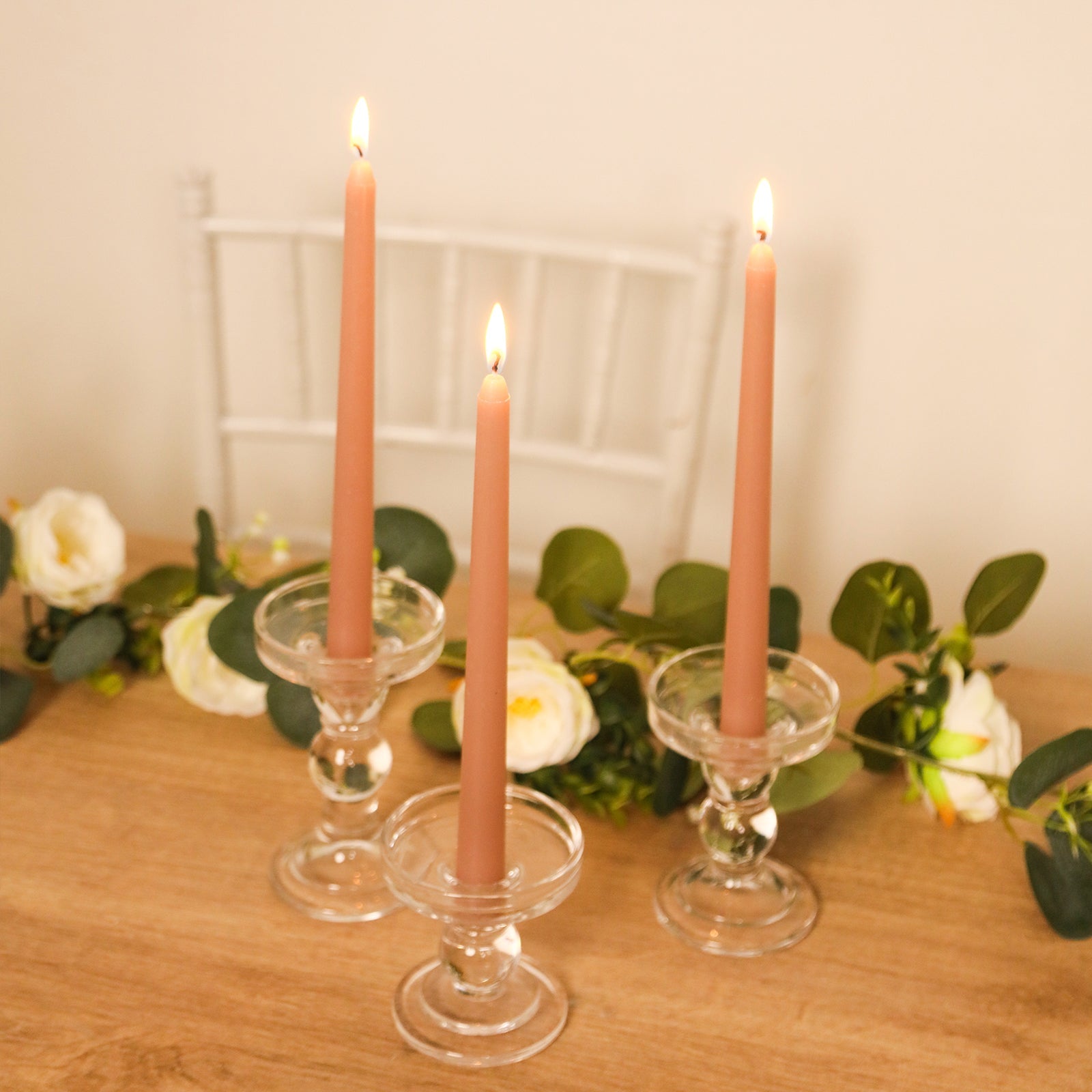 12-Pack Taper Candles Premium Wax Design Dusty Rose - Unscented Candles for Upscale Settings 10"