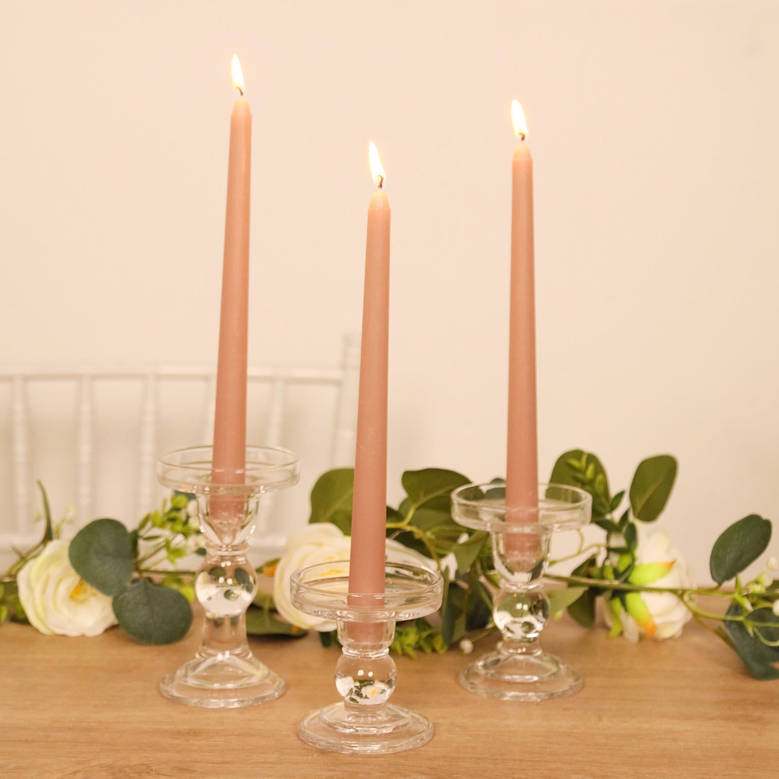 12-Pack Taper Candles Premium Wax Design Dusty Rose - Unscented Candles for Upscale Settings 10"