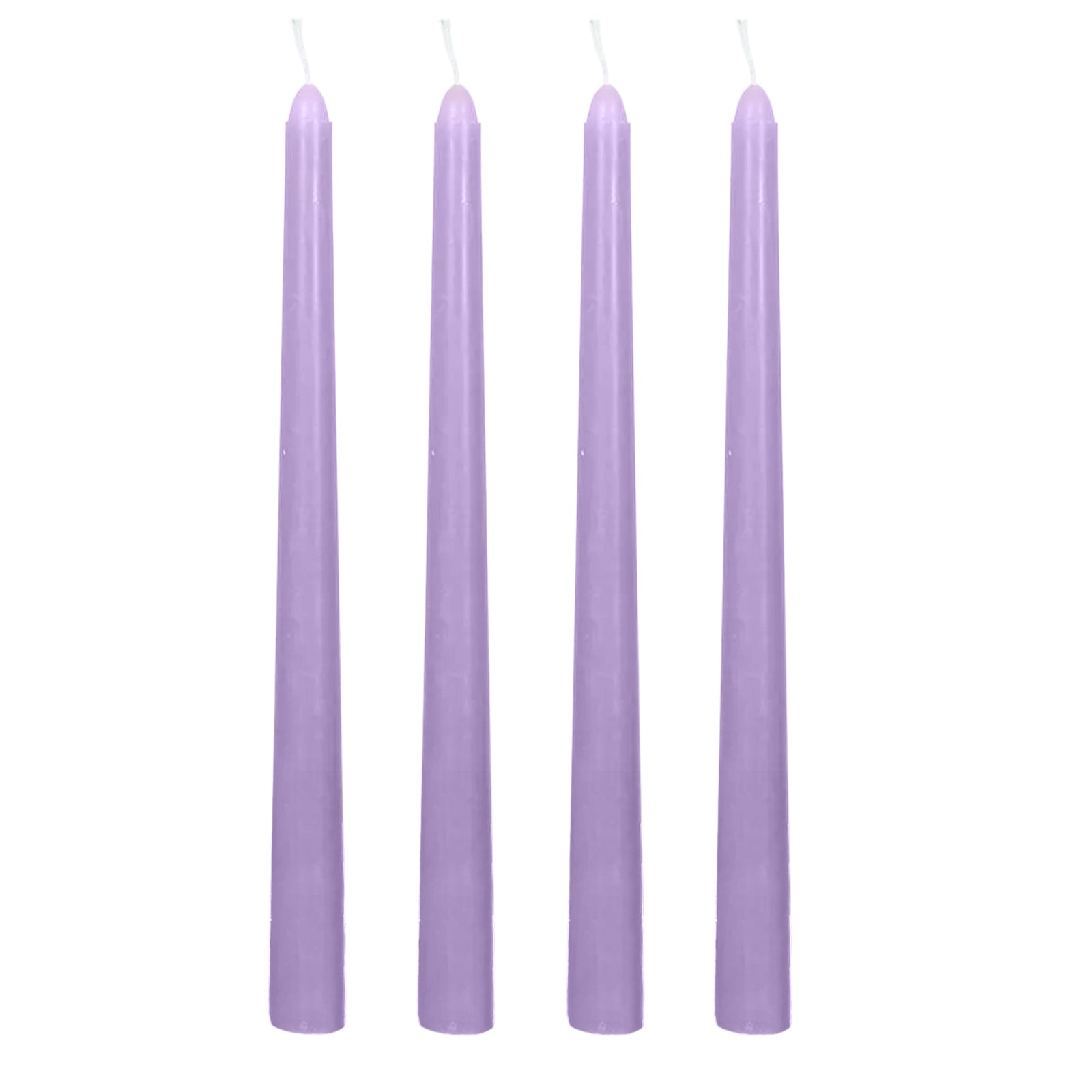 12-Pack Taper Candles Premium Wax Design Lavender Lilac - Unscented Candles for Upscale Settings 10"