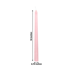 12-Pack Taper Candles Premium Wax Design Pink - Unscented Candles for Upscale Settings 10"
