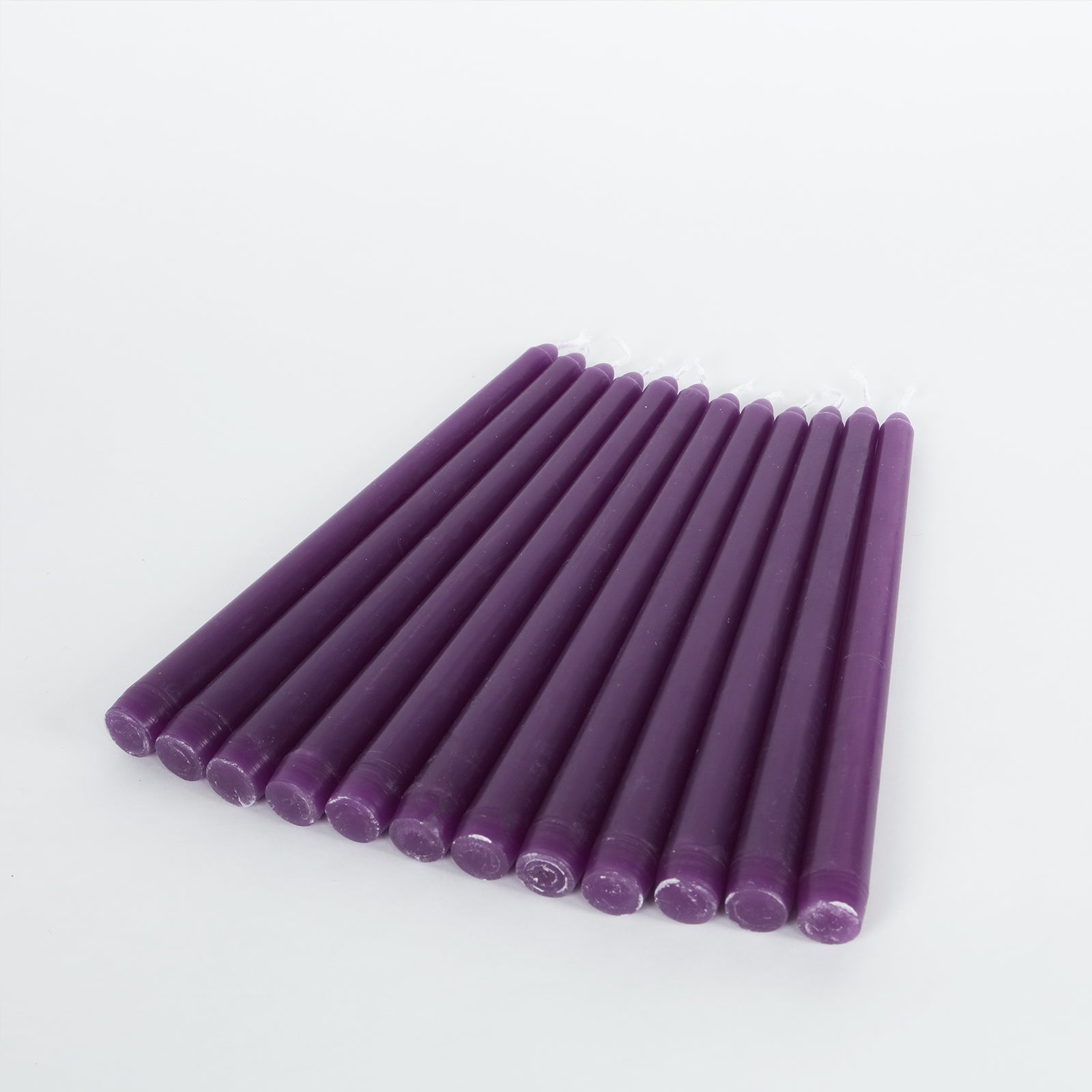 12-Pack Taper Candles Premium Wax Design Purple - Unscented Candles for Upscale Settings 10"