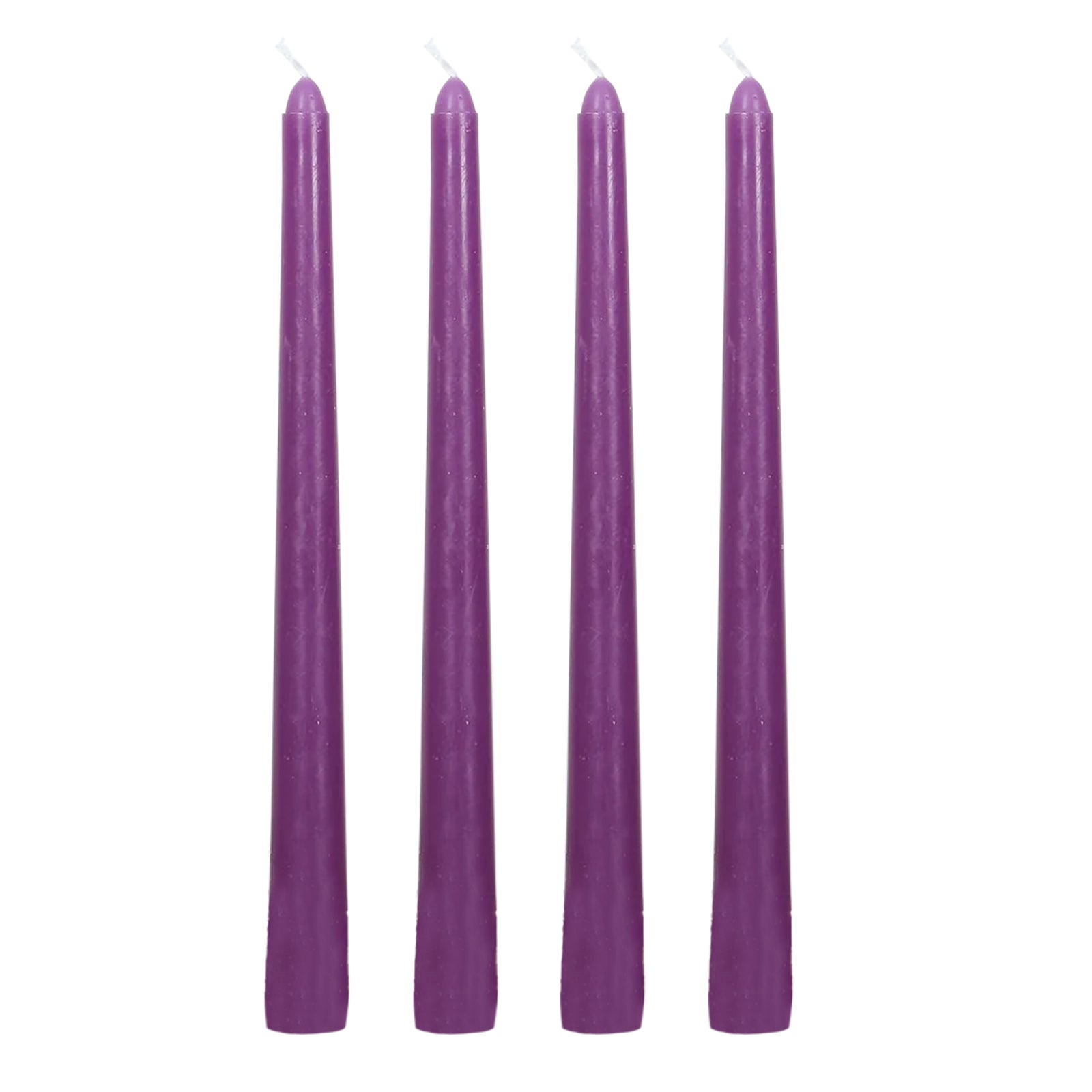12-Pack Taper Candles Premium Wax Design Purple - Unscented Candles for Upscale Settings 10"