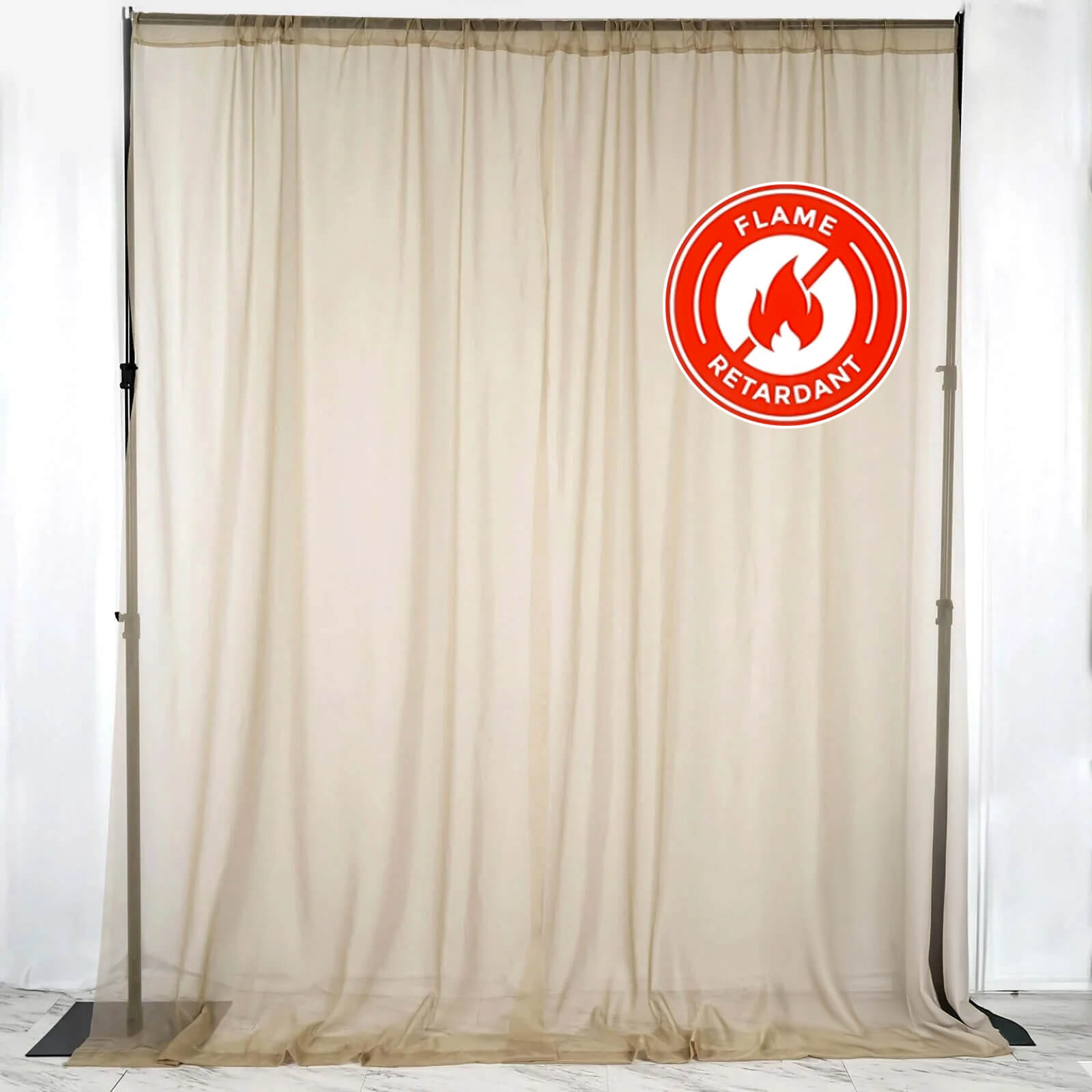 2 Pack Natural Sheer Chiffon Event Curtain Drapes, Durable Flame Resistant Premium Organza Backdrop Event Panels With Rod Pockets - 10ftx10ft