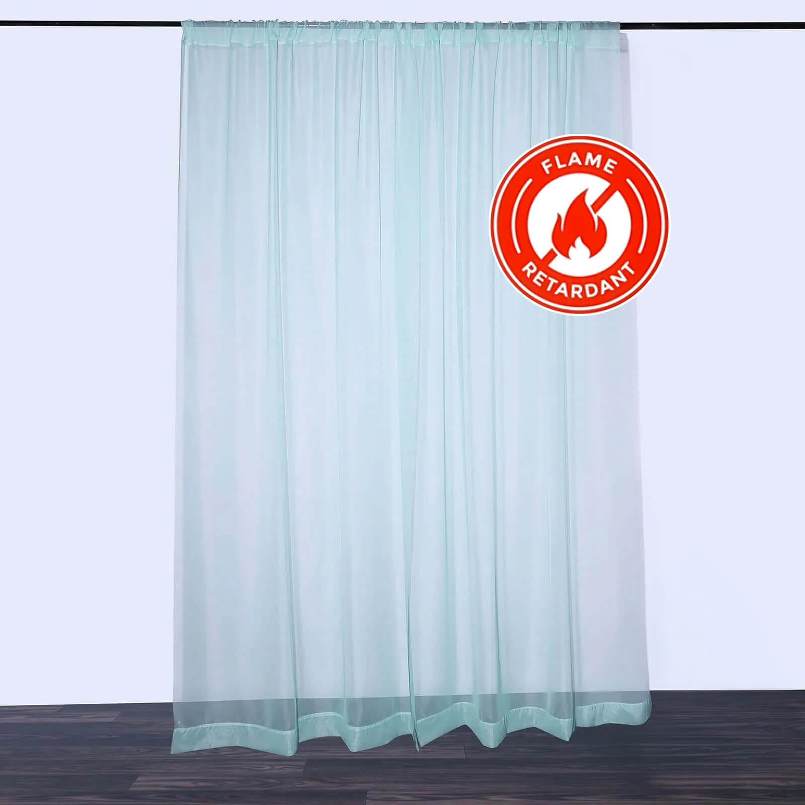2 Pack Dusty Sage Green Sheer Chiffon Event Curtain Drapes, Durable Flame Resistant Premium Organza Backdrop Event Panels With Rod Pockets - 10ftx10ft