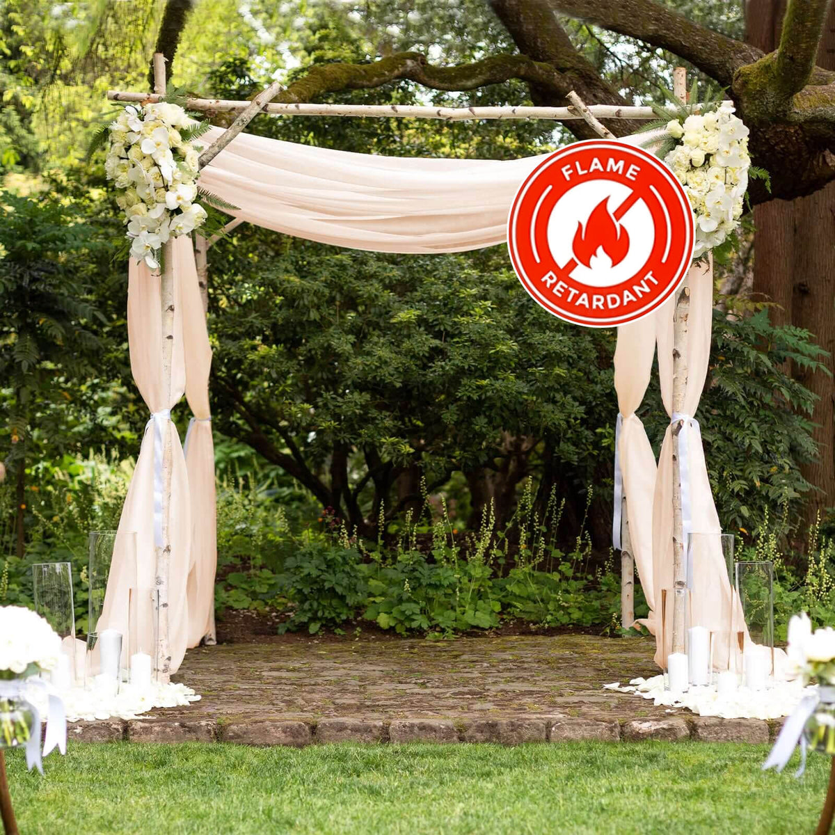 5ftx14ft Premium Nude Chiffon Curtain Panel, Durable Flame Resistant Backdrop Ceiling Drapery With Rod Pocket