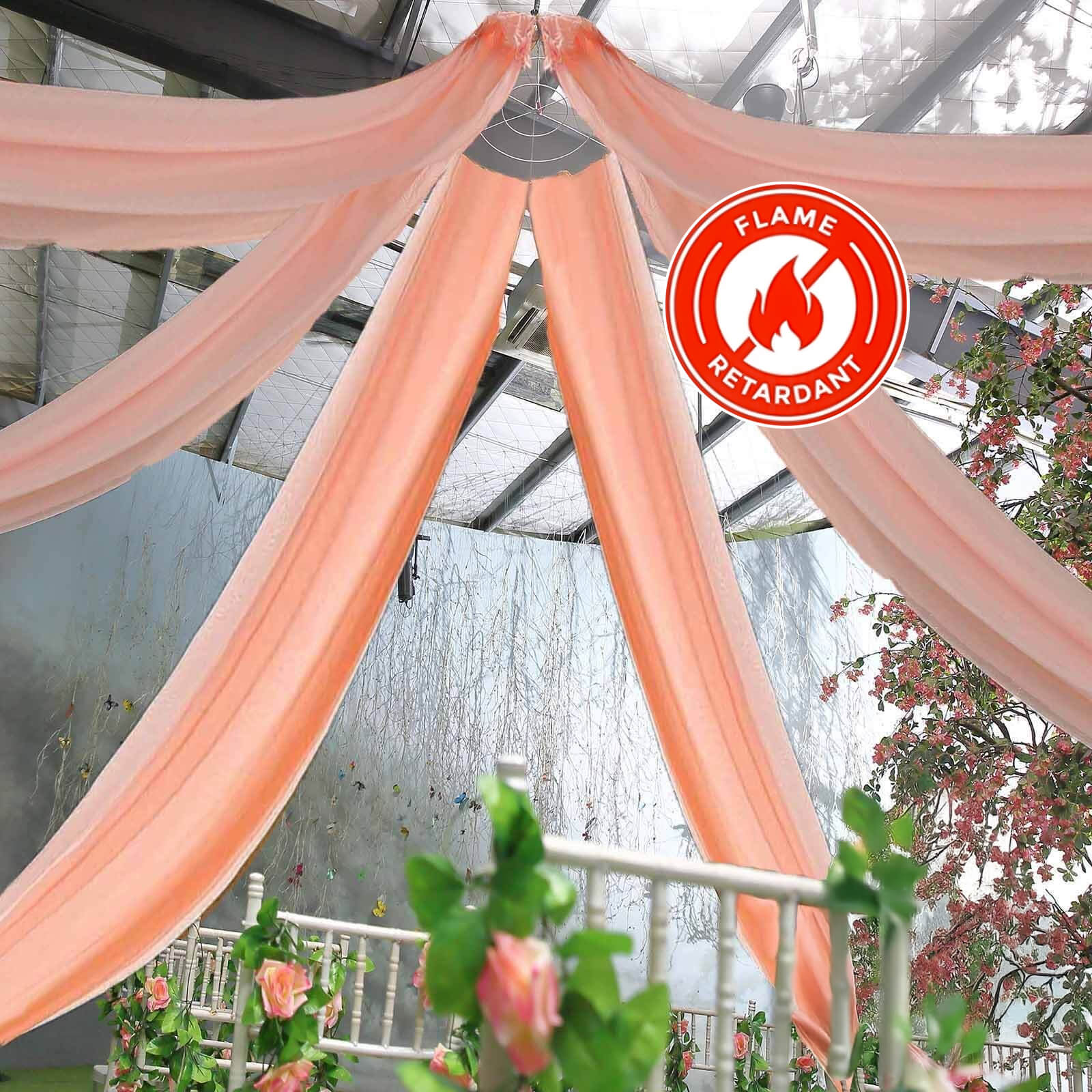 10ftx30ft Blush Sheer Ceiling Drape Curtain Panels Durable Flame Resistant Fabric