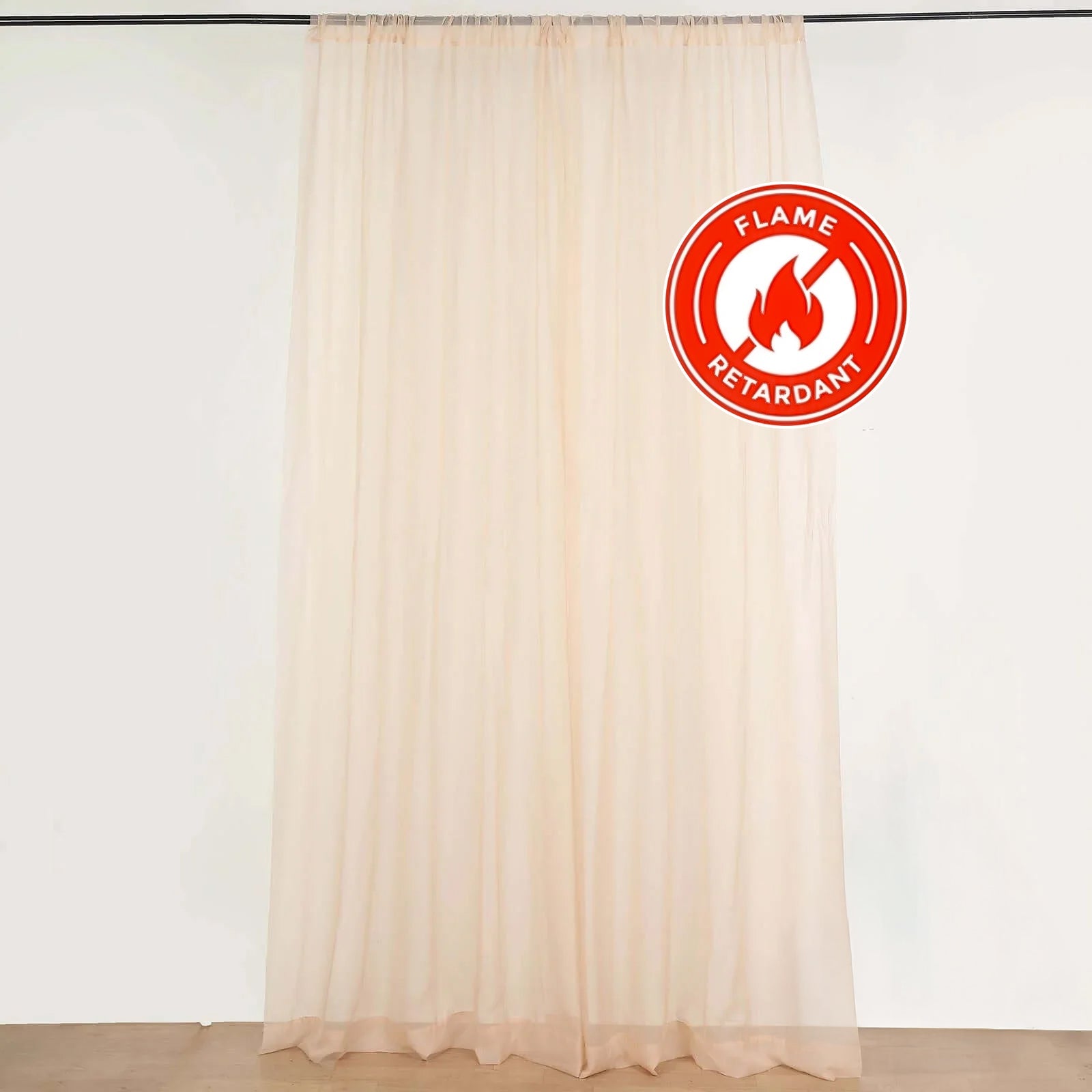 2 Pack Nude Sheer Chiffon Event Curtain Drapes, Durable Flame Resistant Premium Organza Backdrop Event Panels With Rod Pockets - 10ftx10ft