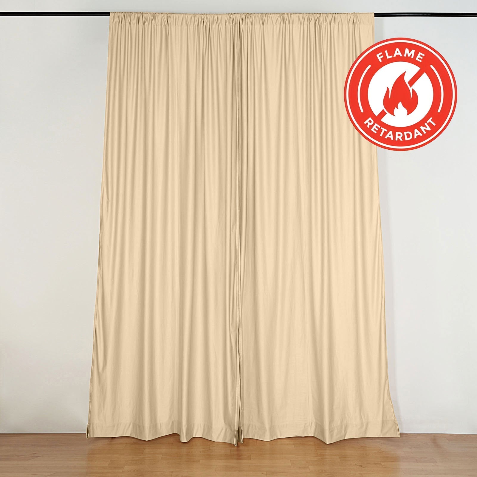 2 Pack Champagne Scuba Polyester Event Curtain Drapes, Durable Flame Resistant Backdrop Event Panels Wrinkle Free with Rod Pockets - 10ftx10ft